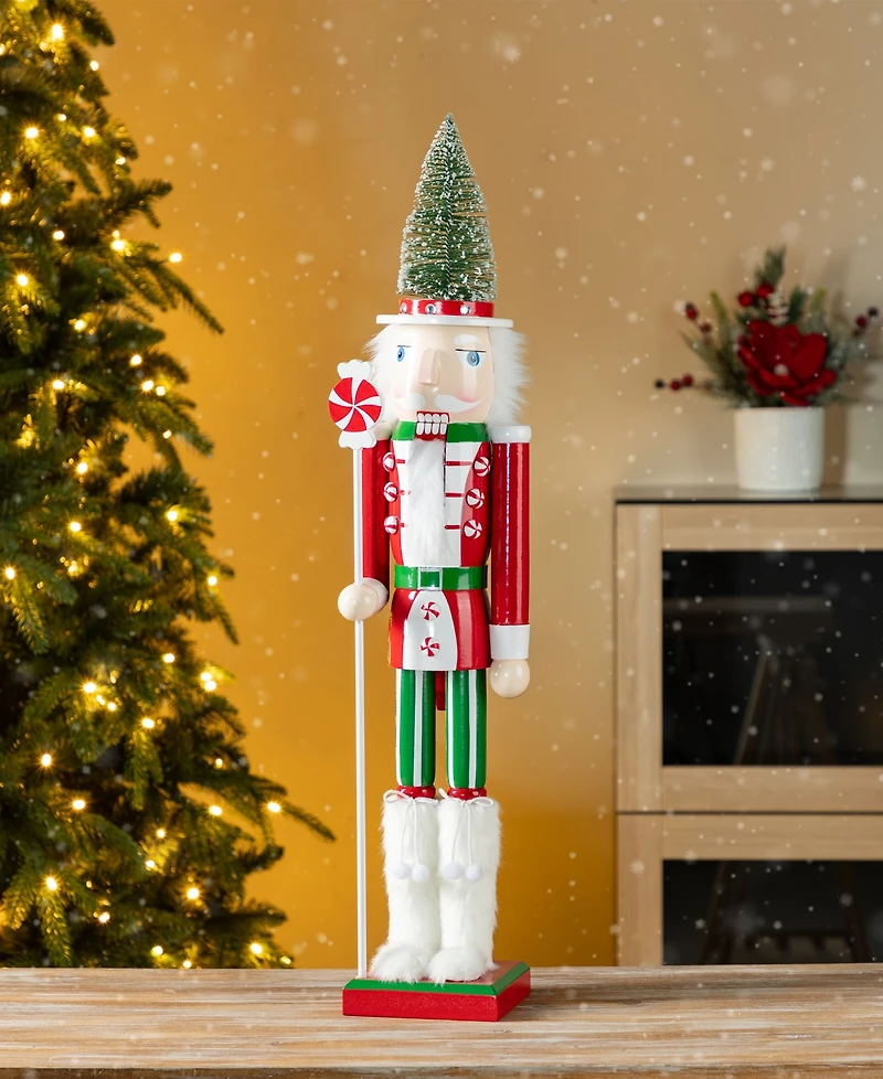 Glitzhome 26" Wooden Christmas Tree Nutcracker