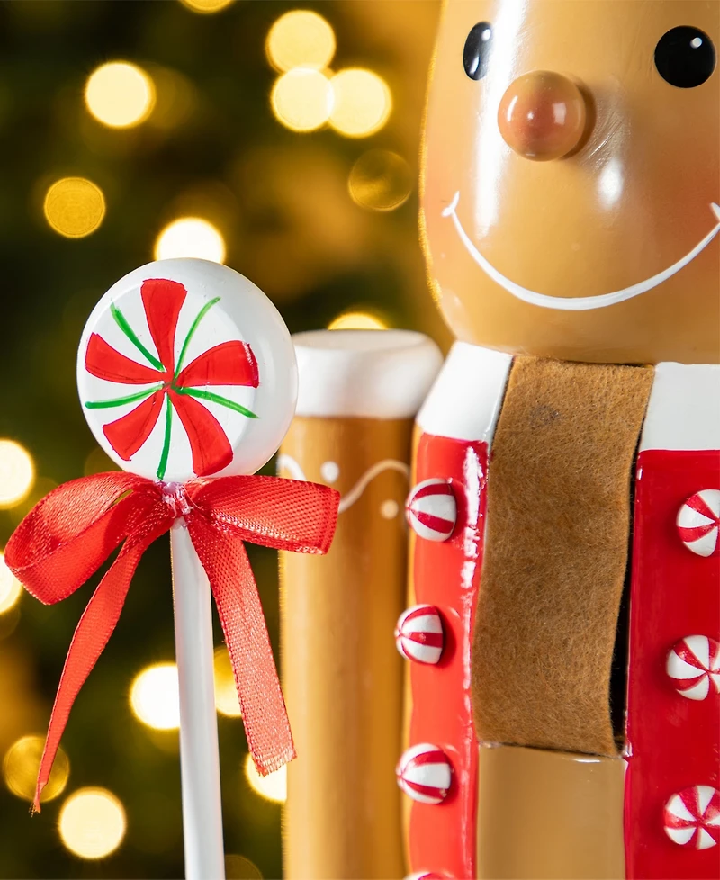 Glitzhome 24" Wooden Christmas Gingerbread Man Nutcracker