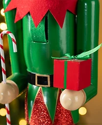 Glitzhome 23.5" Wooden Christmas Elf Dog Nutcracker