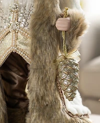 Glitzhome 18" Faux Fur Christmas Woodland Santa Figurine