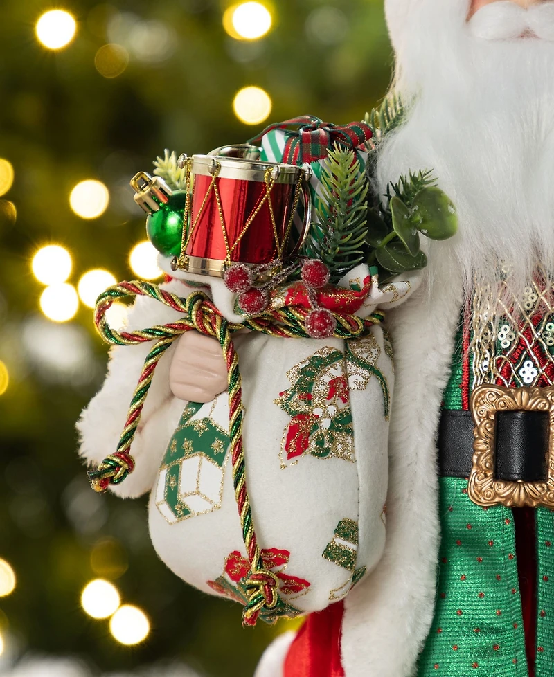 Glitzhome 18" Faux Fur Christmas Traditional Santa Figurine