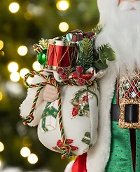 Glitzhome 18" Faux Fur Christmas Traditional Santa Figurine