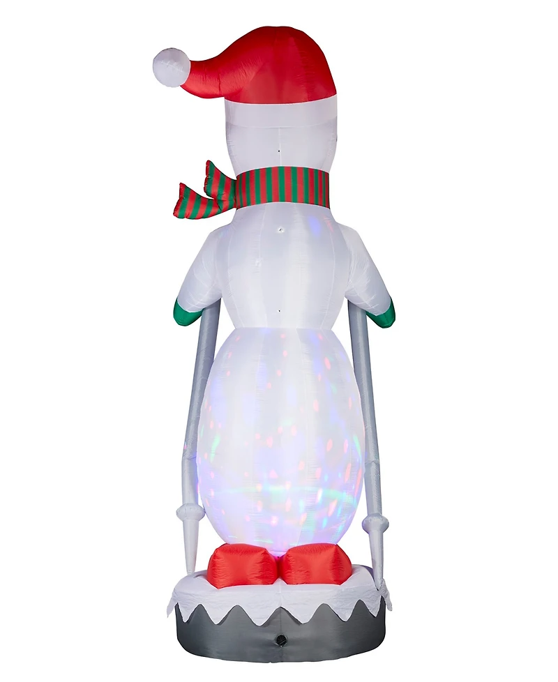 Glitzhome 20" Giant Disco Lighted Inflatable Skiing Snowman
