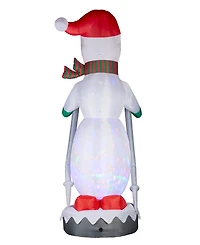 Glitzhome 20" Giant Disco Lighted Inflatable Skiing Snowman
