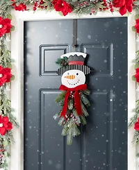 Glitzhome 25" Greenery Snowman Door Hanger