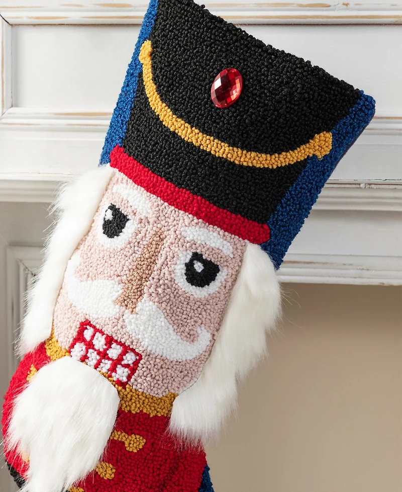 Glitzhome 21" Hooked Nutcracker Christmas Stocking