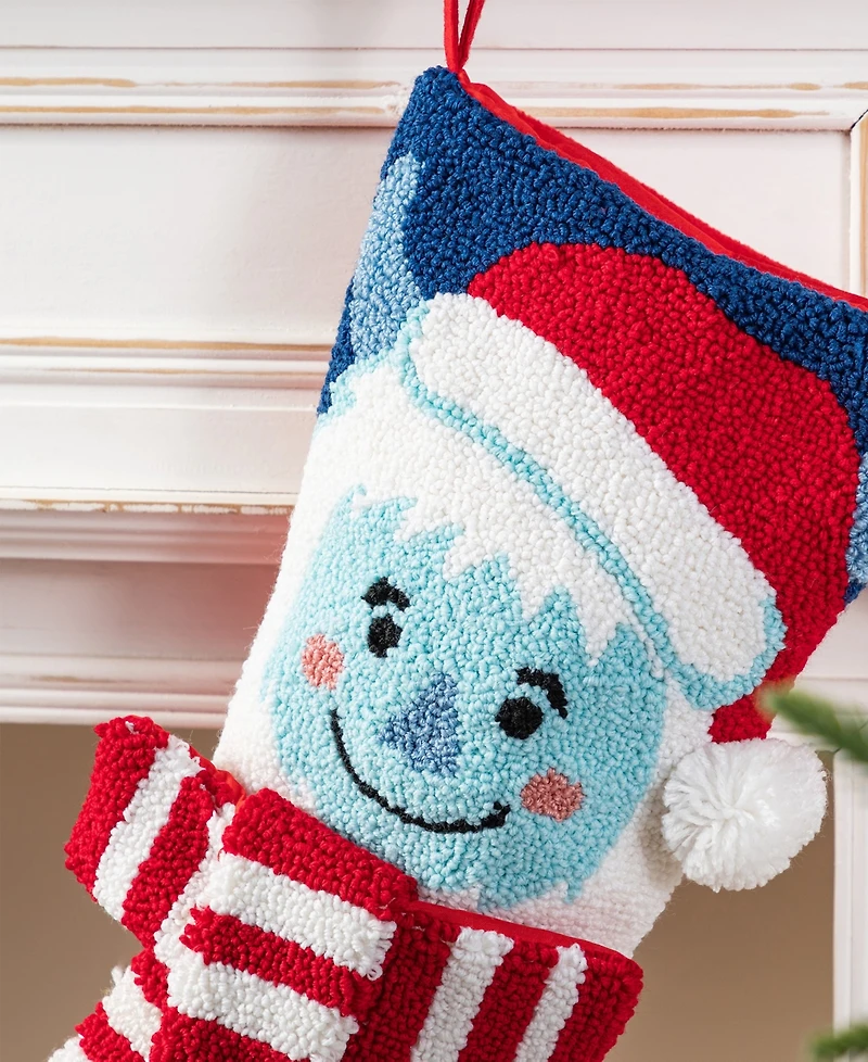 Glitzhome 21" Hooked Yeti Christmas Stocking