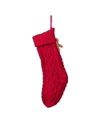 Glitzhome 22" Knitted Christmas Stocking with Complimentary Gingerbread Man Ornament