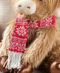 Glitzhome 15.25" Christmas Fabric Highland Cow