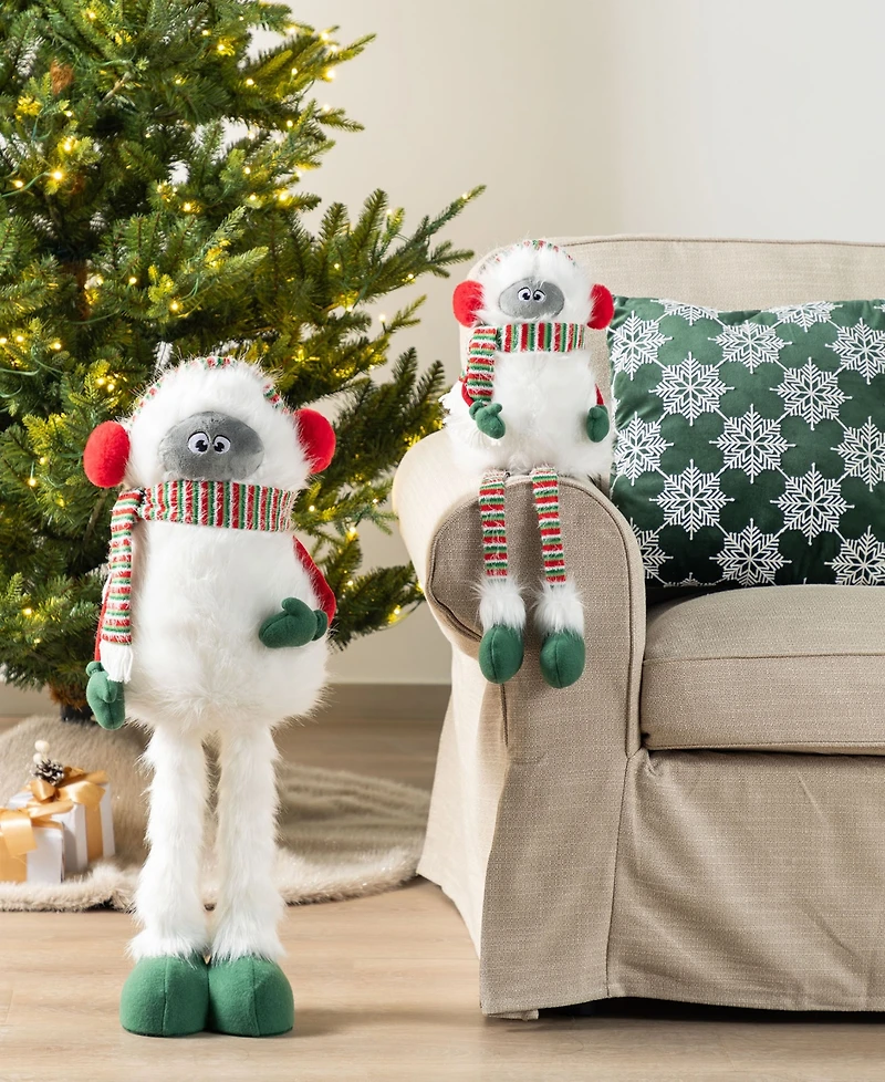 Glitzhome 21" Christmas Fabric Yeti Shelf Sitter
