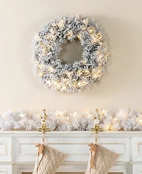 Glitzhome Pre-Lit Snow Flocked Pine Christmas Garlands