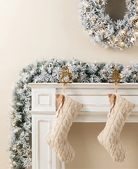 Glitzhome Pre-Lit Snow Flocked Greenery Pine Christmas Garlands