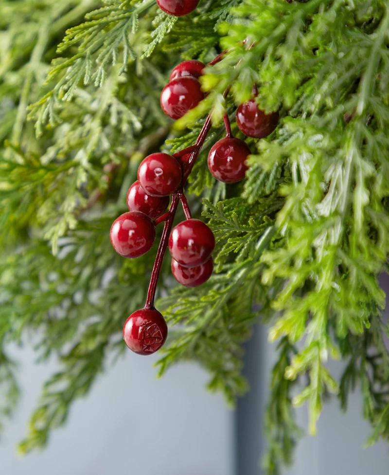 Glitzhome Christmas Greenery Dripping Cedar Wreath and Matched Garlands, Set of 3