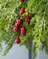 Glitzhome Christmas Greenery Dripping Cedar Wreath and Matched Garlands, Set of 3