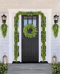 Glitzhome Christmas Greenery Dripping Garlands, Set of 2