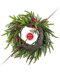 Glitzhome Christmas Mini Dripping Wreaths with Pinecones and Red Berries, Set of 4