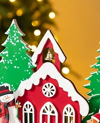 Glitzhome 20" Lighted Wooden Christmas Villages