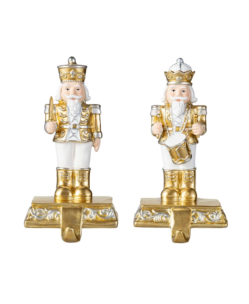 Glitzhome Christmas Resin Nutcracker Stocking Holders, Set of 2