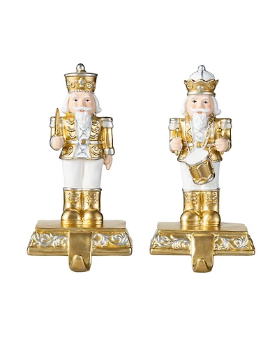 Glitzhome Christmas Resin Nutcracker Stocking Holders, Set of 2