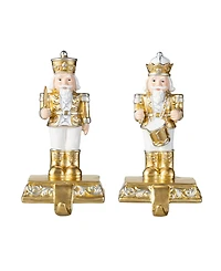 Glitzhome Christmas Resin Nutcracker Stocking Holders, Set of 2