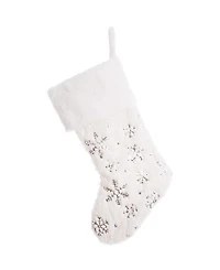 Glitzhome Plush with Snowflake Christmas Stockings, Set of 4