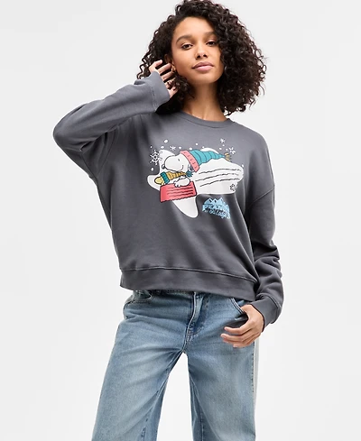Grayson Threads, The Label Juniors' Snoopy Sledding Fleece Sweatshirt