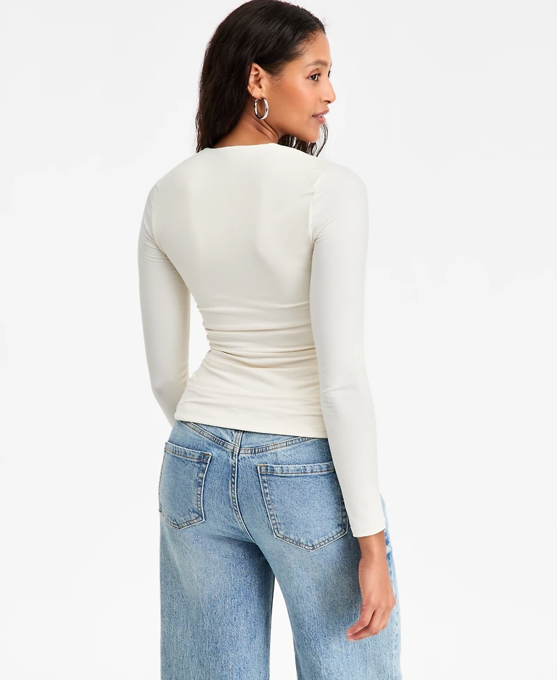 Bar Iii Women's Square-Neck Ruched Knit Top, Macy's Exclusive