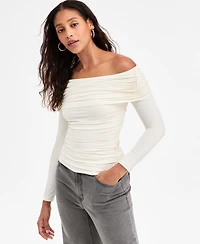Bar Iii Women's Off-The-Shoulder Ruched Knit Top, Macy's Exclusive