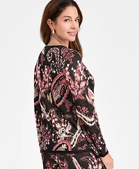 Jm Collection Women's Paisley Metallic-Threaded Jacquard Sweater, Macy's Exclusive