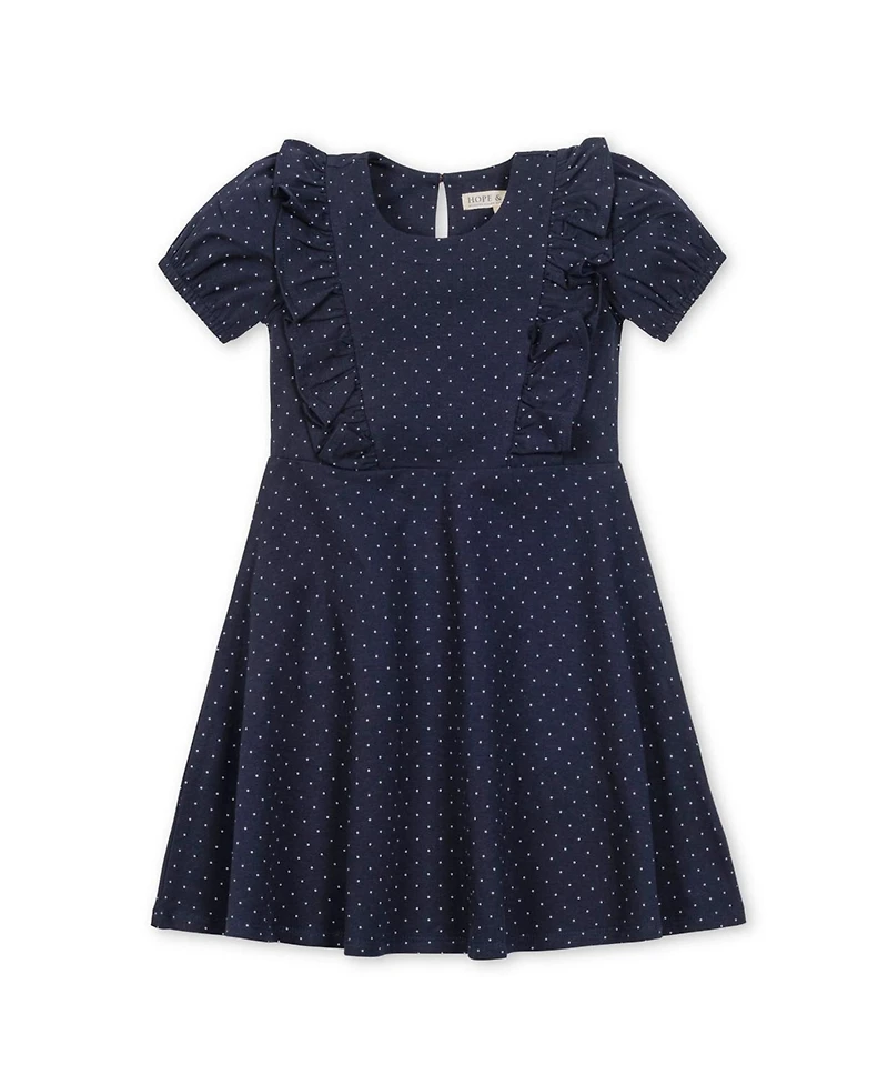 Hope & Henry Toddler Girls' Organic Short Sleeve Knit Ruffle Dress