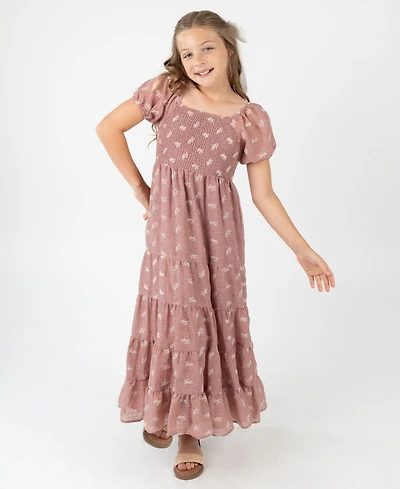 Rare Editions Big Girls Embroidered Linen Maxi Dress