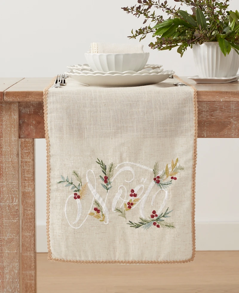 Lenox French Perle Holly Noel Table Runner, 14" x 72"