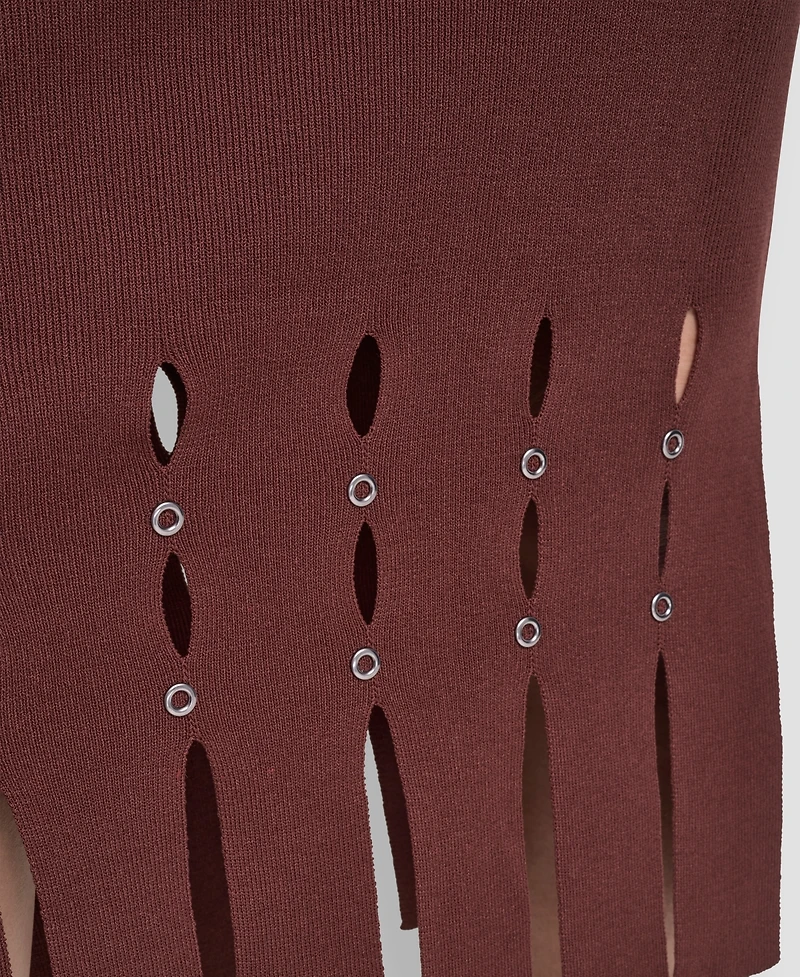 Dkny Women's Grommet Detail Sweater Pencil Midi Skirt