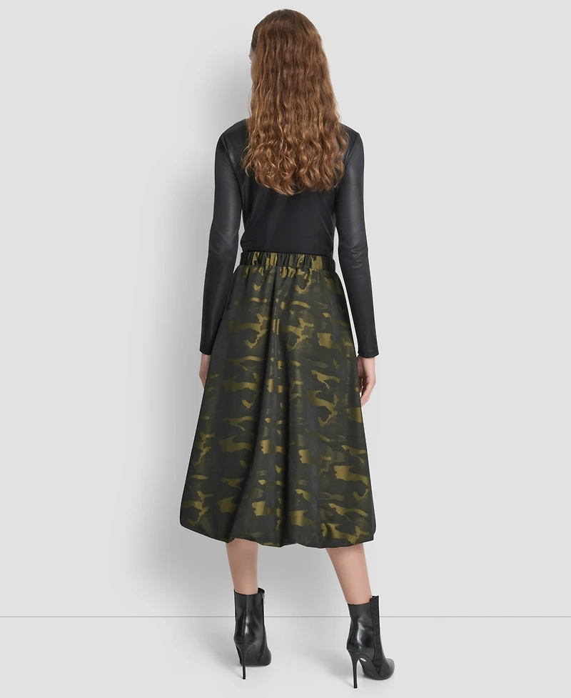 Dkny Women's Camo Print Jacquard Bubble Midi Skirt