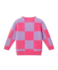 Andy & Evan Toddler/Child Girls Pink Checkered Sweater