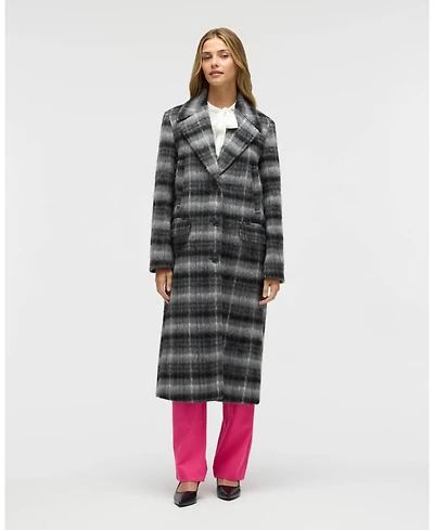 Nvlt Women's Brushed Plaid Wool Blend Boyfriend Coat