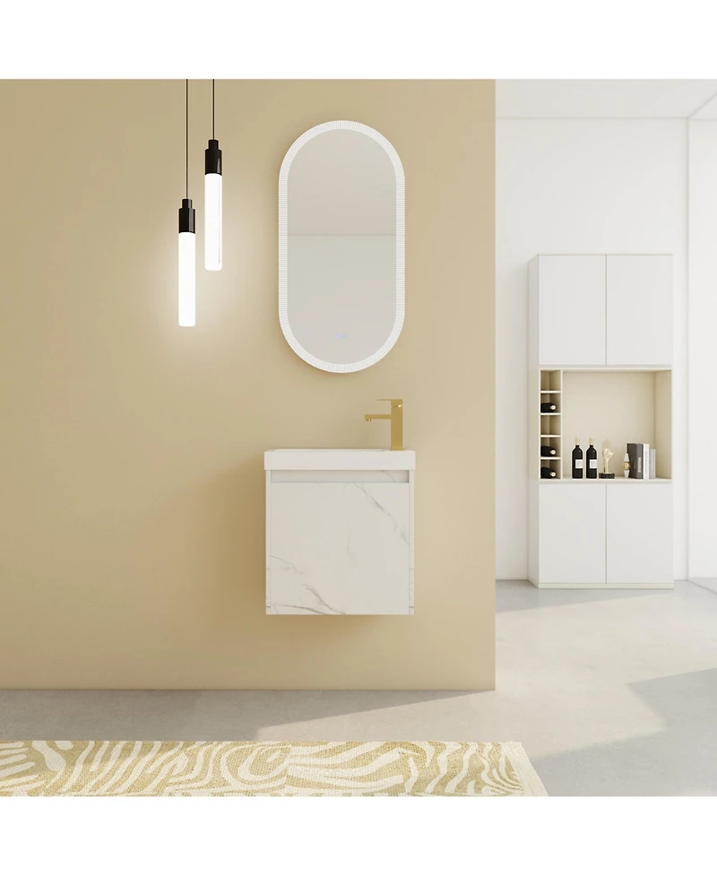 Casainc 20 Inch Floating Vanity with Resin Sink and Soft-Close Cabinet Door