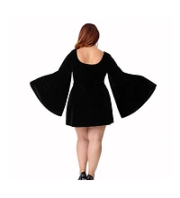 Smak Parlour Plus Angel Sleeve Downtown Scene Mini Fit & Flare Dress
