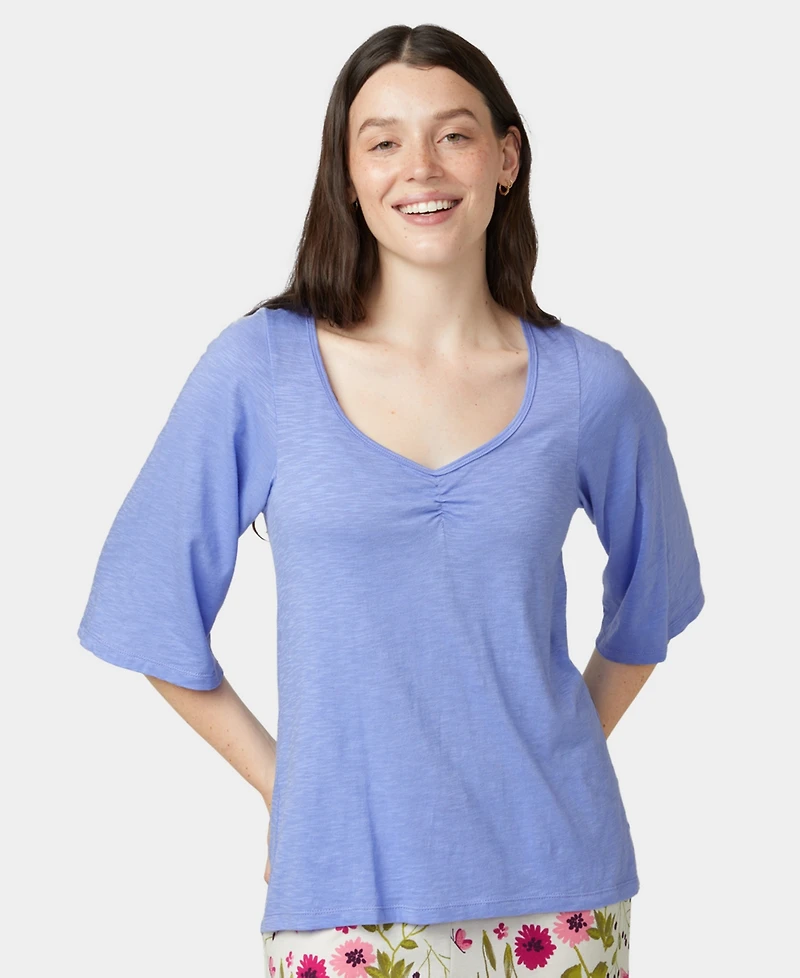 Hue Women's Shirred Bell Sleeve Pajama T-Shirt