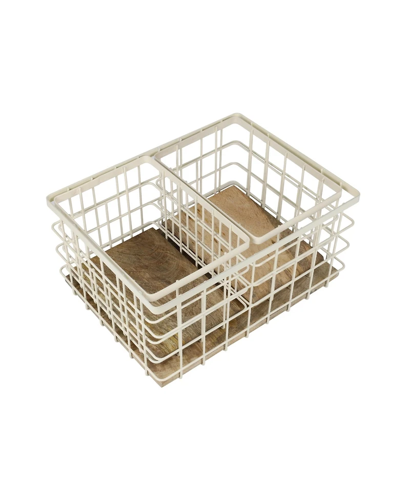 Happimess Evvie Vintage Farmhouse Handmade Wire Metal Nesting Storage Baskets with Wood Base, (Set of 3)