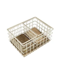 Happimess Evvie Vintage Farmhouse Handmade Wire Metal Nesting Storage Baskets with Wood Base, (Set of 3)