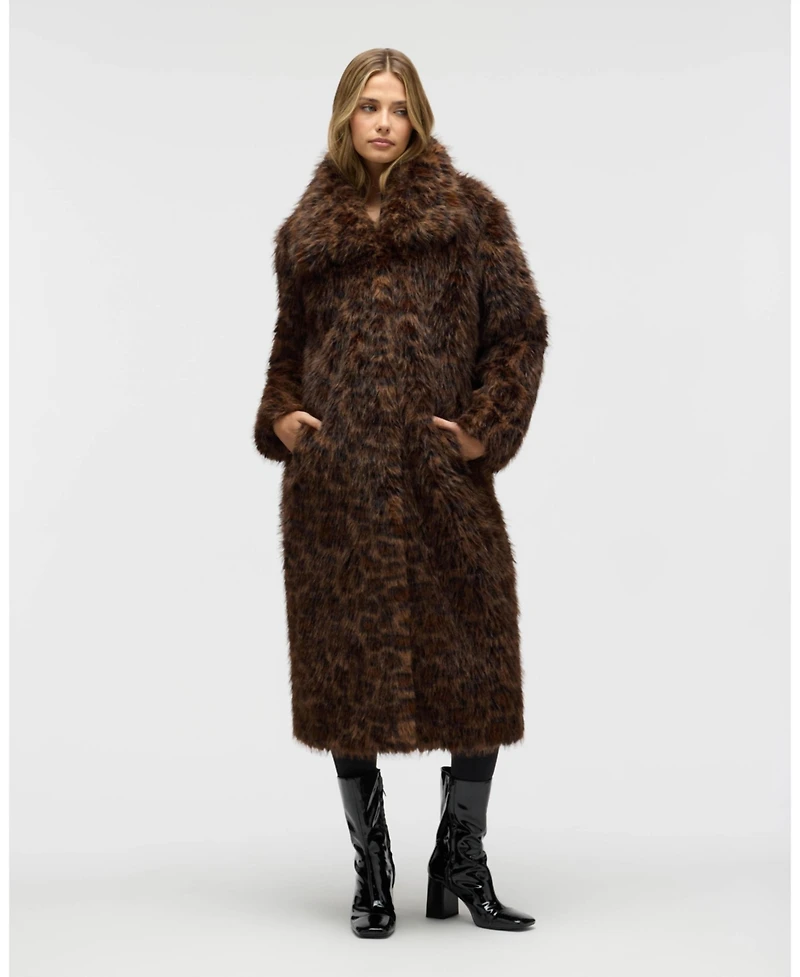Nvlt Women's Long Hair Luxious Faux Fur Jacket