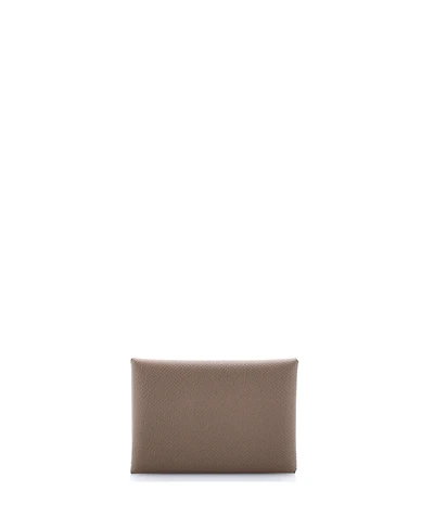 Pre-Owned Hermes Calvi Duo Card Holder Epsom