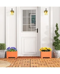 Gymax 2 Pack Rectangular Planter Box Weather-resistant Hdpe Flower Pot w/ Drainage Gaps