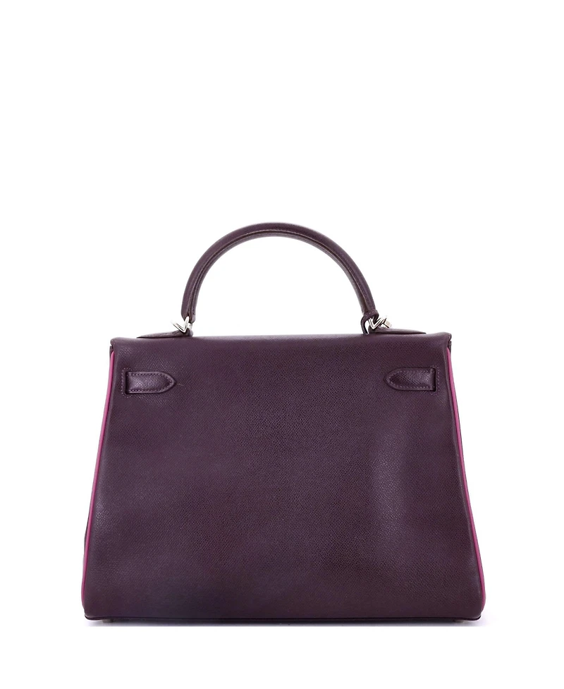 Pre-Owned Hermes Kelly 32 Handbag Bicolor Epsom with Palladium Hardware