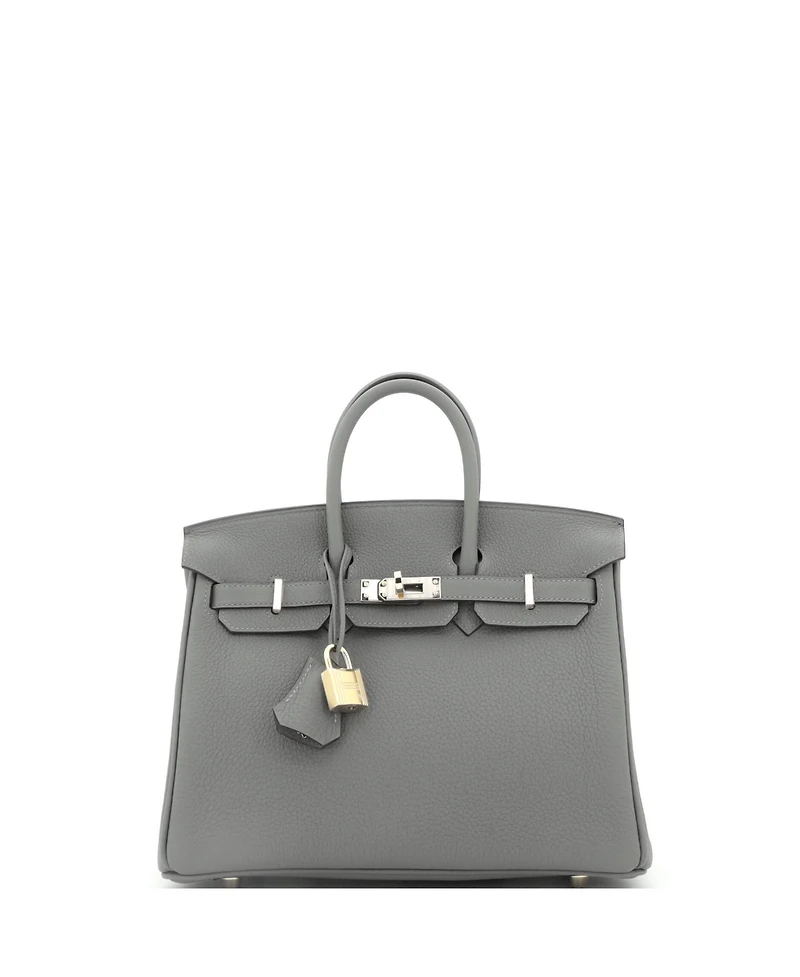 Pre-Owned Hermes Birkin 25 Handbag Grey Togo with Permabrass Hardware