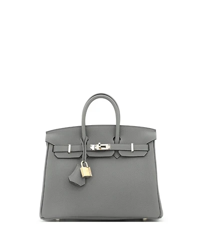 Pre-Owned Hermes Birkin 25 Handbag Grey Togo with Permabrass Hardware