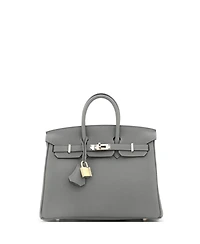 Pre-Owned Hermes Birkin 25 Handbag Grey Togo with Permabrass Hardware