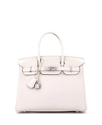 Pre-Owned Hermes Birkin 30 Handbag Light Clemence with Palladium Hardware