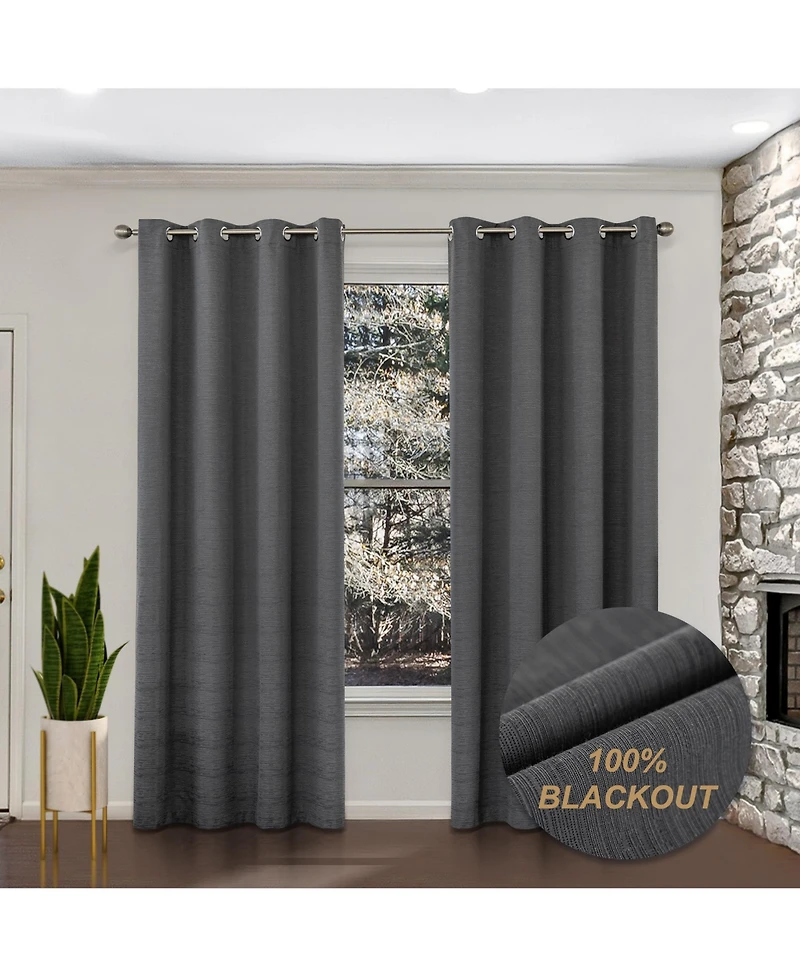 Awesome Home 100% Blackout Cotton Blend Thermal Grommet Curtains, 2 Panels